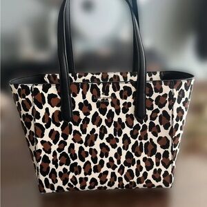 Kate Spade Leopard Print Tote with Black Handles